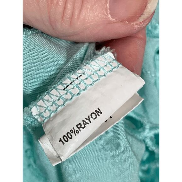 Solitaire Swim Women's Eyelet Swimming Cover Up Top Shirt Teal Green Size Medium - Picture 6 of 12